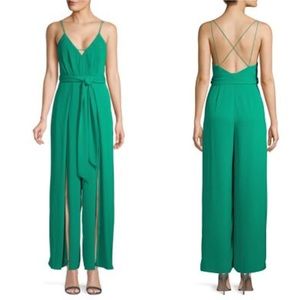 Avec Les Filles Split Leg Jumpsuit Jungle Green